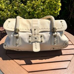 Michael Kors Cream Shoulder Bag with Gold Accents